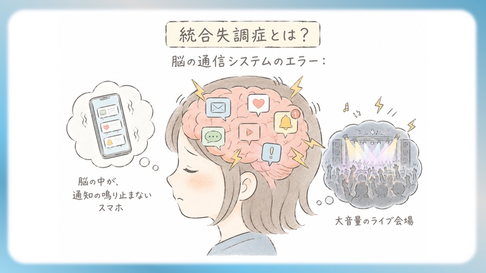 統合失調症のドパミン仮説と抗精神病薬の機序を視覚化した図解です。中脳辺縁系のドパミン過剰（陽性症状）を「過剰な通知」と定義。一律に受容体を遮断し副作用（EPS）のリスクがある第1世代を「耳栓」、D2受容体への結合解離を最適化しノイズのみを低減する第2世代を「ノイズキャンセリング」に例えています。薬理作用の質的違いを論理的に整理でき、国家試験等の効率的な学習を支援します。